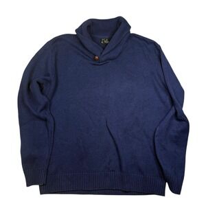 Jos A Bank Cowl Neck Sweater XL Blue Executive Collection Pullover Casual Men's